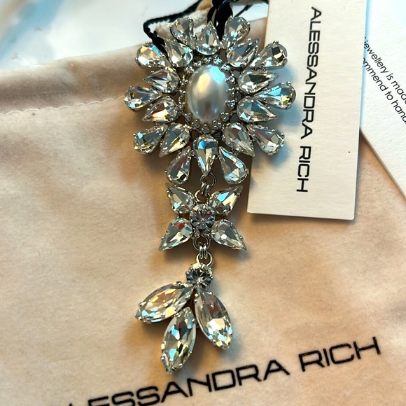 🩷🩷RARE ALESSANDRA RICH CLEAR CRYSTALS PLATINUM PLATED EARRINGS CLIP - Picture 3 of 4